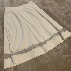 White knit A line skirt